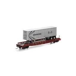 Click here to learn more about the Athearn N 53'' GSC TOFC Flat w/40'' Ex-Post Trailer,TT/B&O#2.