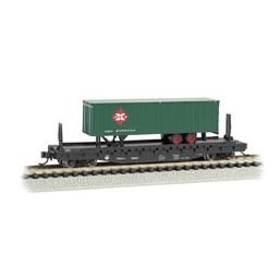 Click here to learn more about the Bachmann Industries N 52''6" Flatcar w/Piggyback Trailer, B&O/REA.