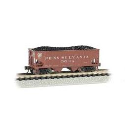 Click here to learn more about the Bachmann Industries N 55-Ton 2-Bay Hopper, PRR/Tuscan Red #705934.
