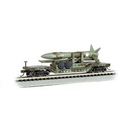 Click here to learn more about the Bachmann Industries N 52'' Depressed Center Flat w/Missle, USAF/Olive.