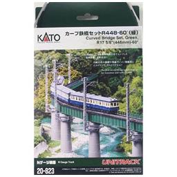 Click here to learn more about the Kato USA, Inc. 16 5/8" Curved Bridge Set 60 Deg Green w/ Catenary.