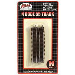 Click here to learn more about the Atlas Model Railroad N Code 55 17.5" Radius 1/2 Curve (6).