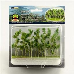 Click here to learn more about the JTT Scenery Products Woods Edge Trees, Pastel Green 3-3.5" (14).