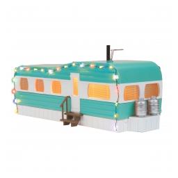 Click here to learn more about the M.T.H. Electric Trains O Stainless Mobile Home w/LED Lights, Turq/Wh.