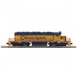 Click here to learn more about the M.T.H. Electric Trains O-27 SD40-2 w/PS3, Chessie #7507.
