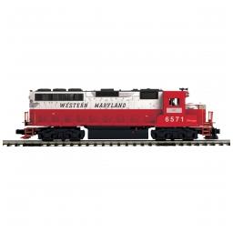 Click here to learn more about the M.T.H. Electric Trains O-27 GP40 w/PS3 Hi-Rail, WM #6571.