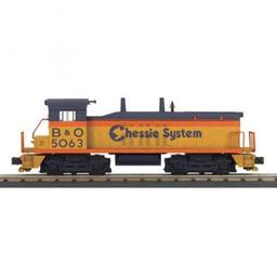 Click here to learn more about the M.T.H. Electric Trains O-27 NW-2 w/PS3, Chessie #B&O 5063.
