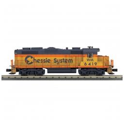 Click here to learn more about the M.T.H. Electric Trains O-27 GP-20 w/PS3, Chessie #6419.