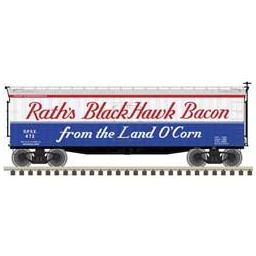 Click here to learn more about the Atlas O, LLC O 40'' Wood Reefer, Rath''s Black Hawk Bacon (2R).