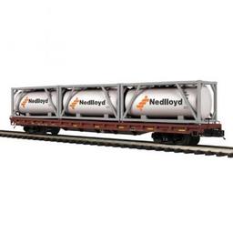 Click here to learn more about the M.T.H. Electric Trains O 60'' Flat w/3 Tank Containers, NS #101126.