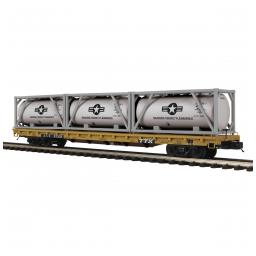 Click here to learn more about the M.T.H. Electric Trains O 60'' Flat w/3 Tank Containers, TTX #97518.