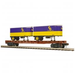 Click here to learn more about the M.T.H. Electric Trains O Flat Car w/PUP Trailers, C&O #80673 (2).
