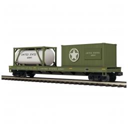 Click here to learn more about the M.T.H. Electric Trains O Flat w/ Tank Container & 20'' Cont, USARM #36005.