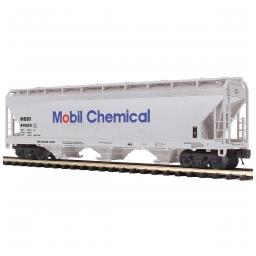 Click here to learn more about the M.T.H. Electric Trains O 3-Bay Centerflow Hopper, Mobil Chemical #94529.