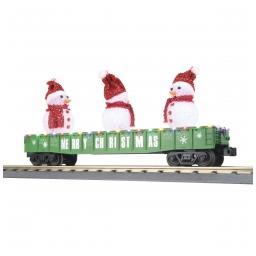 Click here to learn more about the M.T.H. Electric Trains O-27 Gondola w/LED Lighted Snowmen, Green.