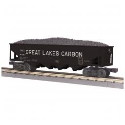 Click here to learn more about the M.T.H. Electric Trains O-27 4-Bay Hopper, Great Lakes Carbon #6080.