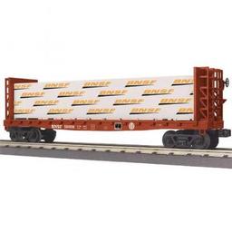 Click here to learn more about the M.T.H. Electric Trains O-27 Bulkhead Flat w/Lumber Load, BNSF.