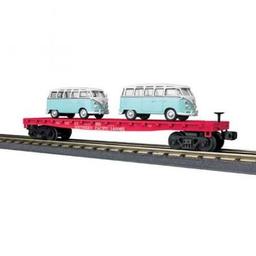 Click here to learn more about the M.T.H. Electric Trains O-27 Flat w/2 ''VW Bus, SP.