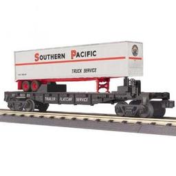 Click here to learn more about the M.T.H. Electric Trains O-27 Flat w/40'' Trailer, SP.