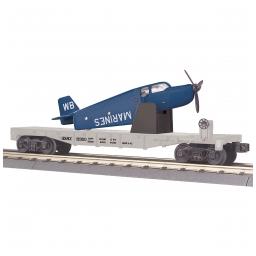 Click here to learn more about the M.T.H. Electric Trains O-27 Flat w/Airplane, US Marine Corps #12000.