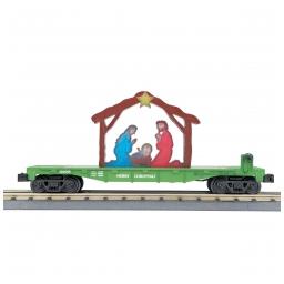 Click here to learn more about the M.T.H. Electric Trains O-27 Flat Car w/Lighted Nativity, Christmas/Green.