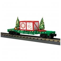 Click here to learn more about the M.T.H. Electric Trains O-27 Flat Car w/Lighted Christmas Trees, Green.