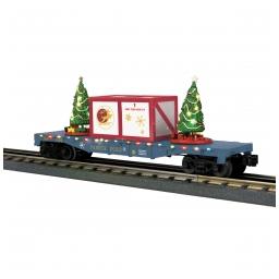 Click here to learn more about the M.T.H. Electric Trains O-27 Flat Car w/Lighted Trees, North Pole/Blue.