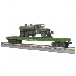 Click here to learn more about the M.T.H. Electric Trains O-27 Flat Car w/6x6 Tank Truck, USARM.