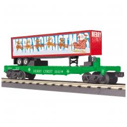 Click here to learn more about the M.T.H. Electric Trains O-27 Flat Car w/40'' Trailer, Christmas.