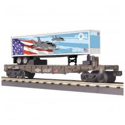 Click here to learn more about the M.T.H. Electric Trains O-27 Flat Car w/40'' Trailer, USAF.