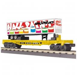 Click here to learn more about the M.T.H. Electric Trains O-27 Flat Car w/40'' Trailer, TTX/Wall Paint.