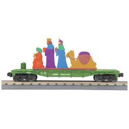Click here to learn more about the M.T.H. Electric Trains O-27 Flat w/Lighted Scene, Wise Men/Green.
